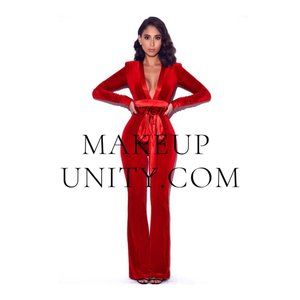 RED LONG SLEEVE VELVET JUMPSUIT FOR WOMEN